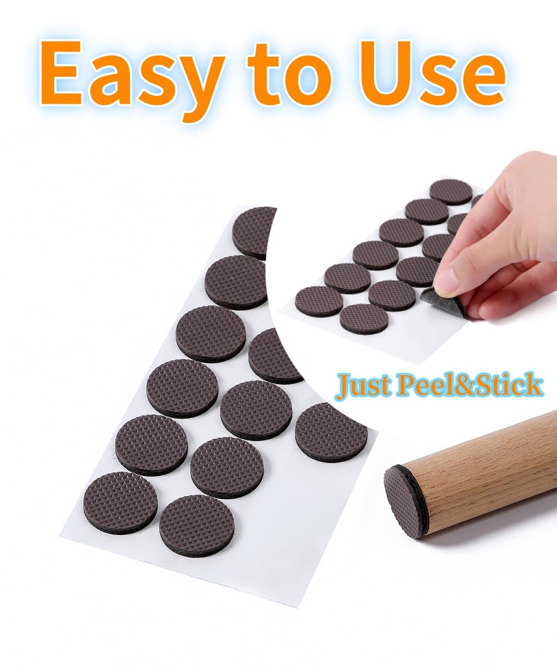 Furnigear Non Slip Furniture Pads - Self Adhesive Rubber Anti Skid Pads Grippers Rubber Chair Feet Furniture Pads for Hardwood Floors -Protectors for Furniture Table Legs Anti Slip 108 Pcs 1"" Round - Image 4